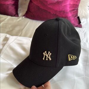 New Era Black Cap with Gold Accents